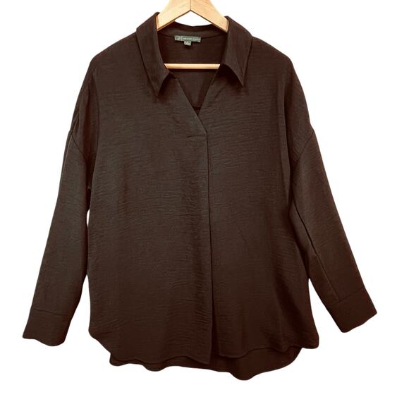 Adrianna Papell Tops - Adrianna Papell Womens Black Minimalist Long Sleeve Professional Casual Blouse M